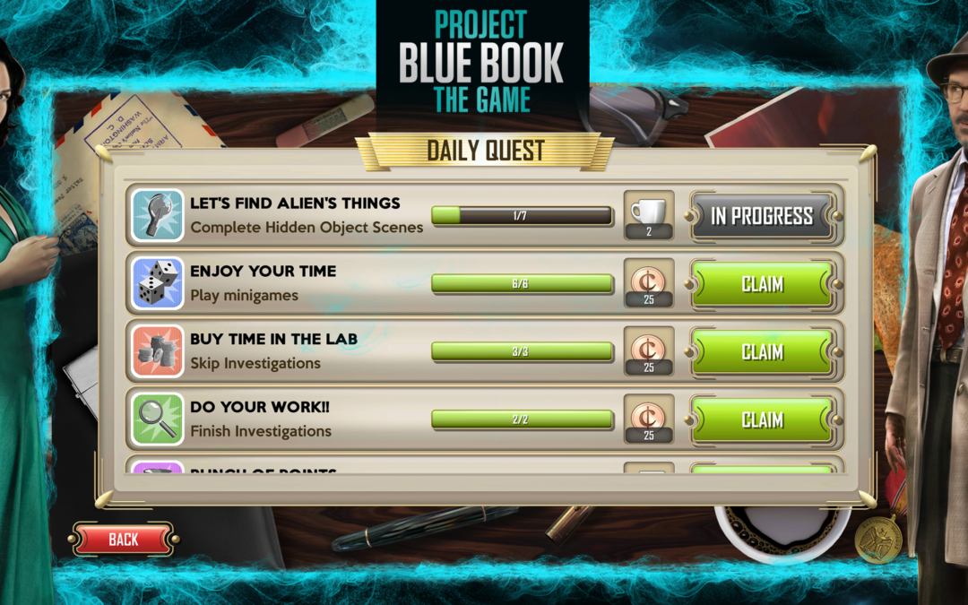 Project Blue Book quest system